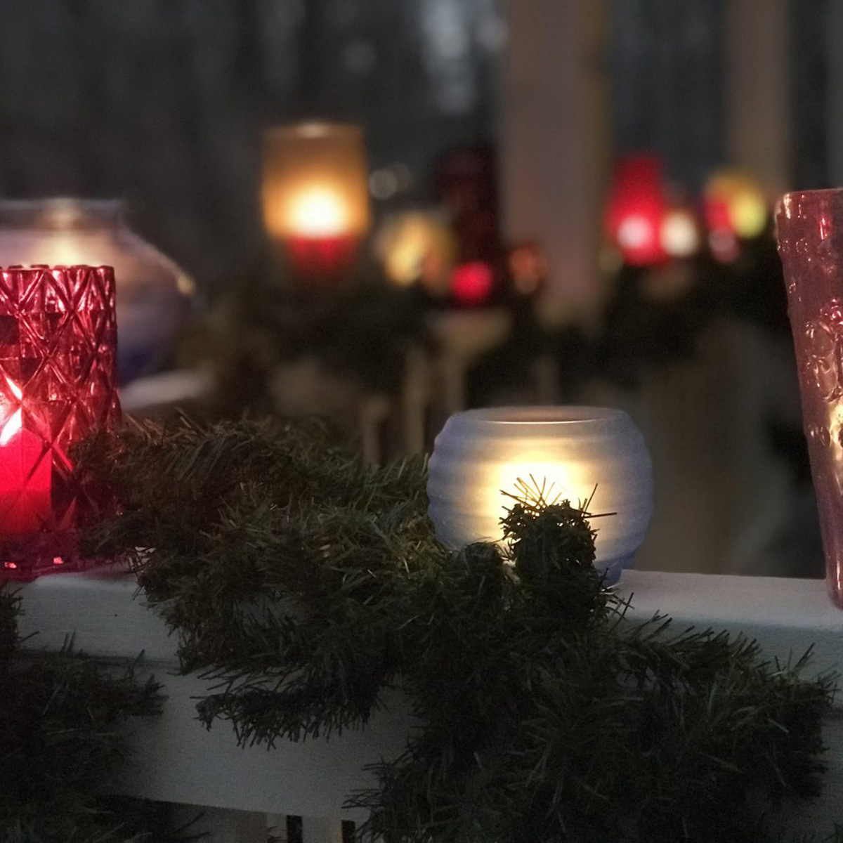 holiday lights with repurposed candles